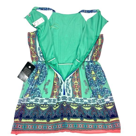 Loralette Dress Womens 2X Green Blue Paisley Print Summer Boho Beach Flowy NEW - Picture 9 of 16